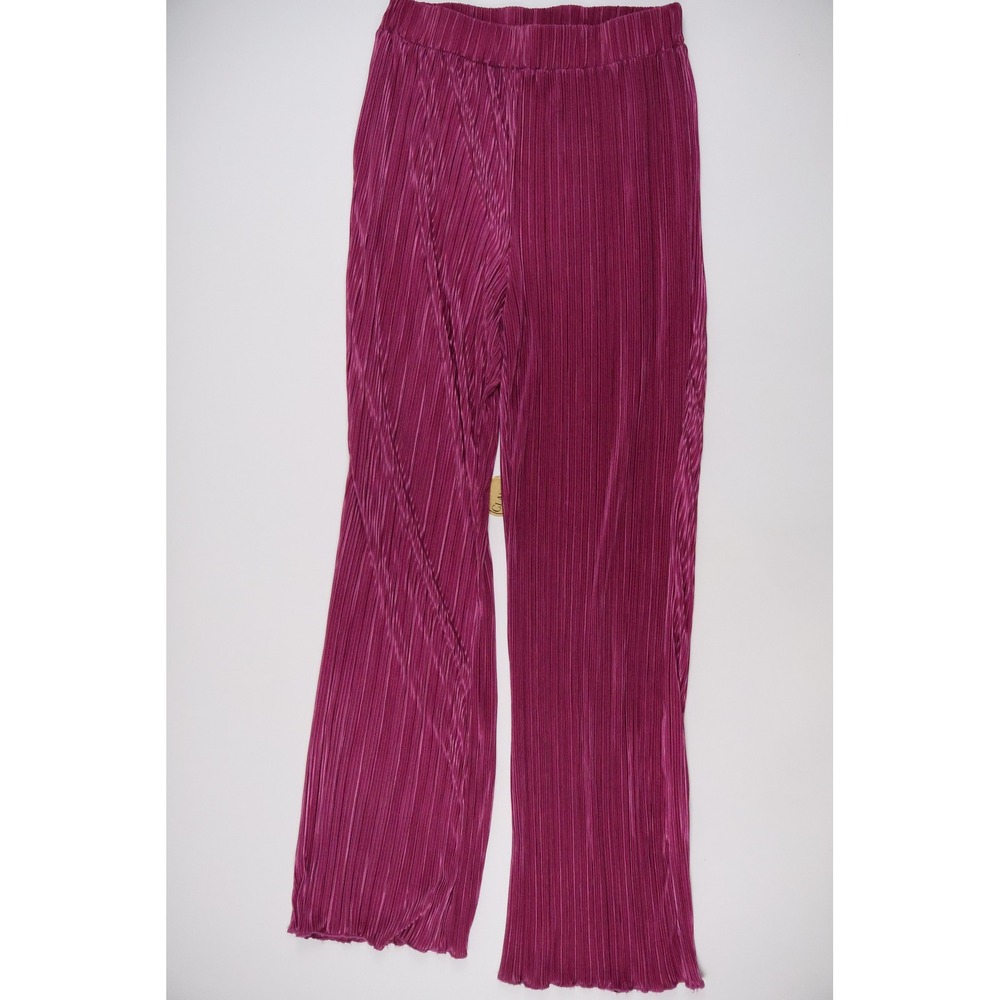 Fashion Nova Pants Plissé Wide Leg Magenta Purple Solid Small NEW